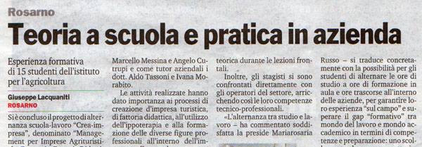 ROSARNO – PROGETTO SCUOLA/LAVORO REALIZZATO A BENEFICIO DEGLI ALLIEVI DELL’ISTITUTO AGRARIO “PIRIA”