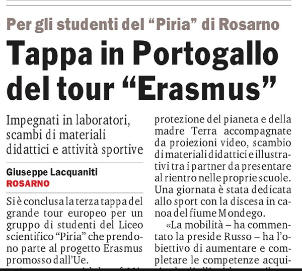 Tappa in Portogallo per il progetto Erasmus plus