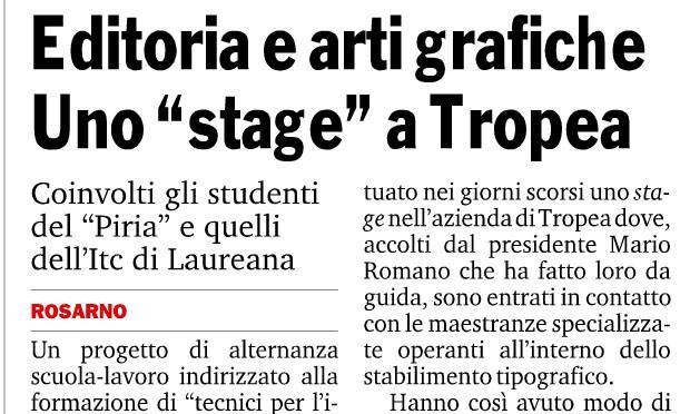 Avviato il percorso di Alternanza Scuola Lavoro per l’IIS “R.Piria”